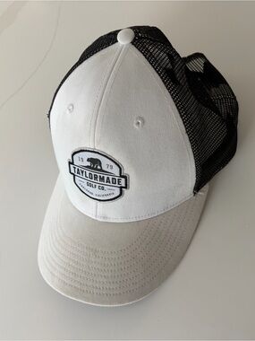 TaylorMade White and Black Mesh Trucker Hat